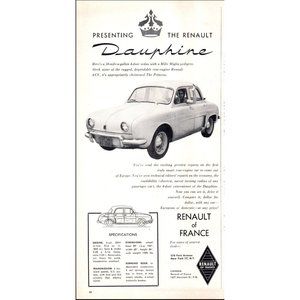 1956 Renault Dauphine 4 Door Sedan Has a Mille Miglia Pedigree Vintage Print Ad